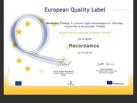 Projekt  „Recordamos” otrzymał Europejską Odznakę Jakości! - 2